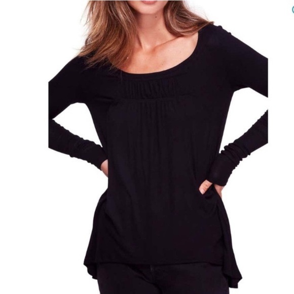 Free People Black Long Sleeve Flowy Top - Picture 3 of 9